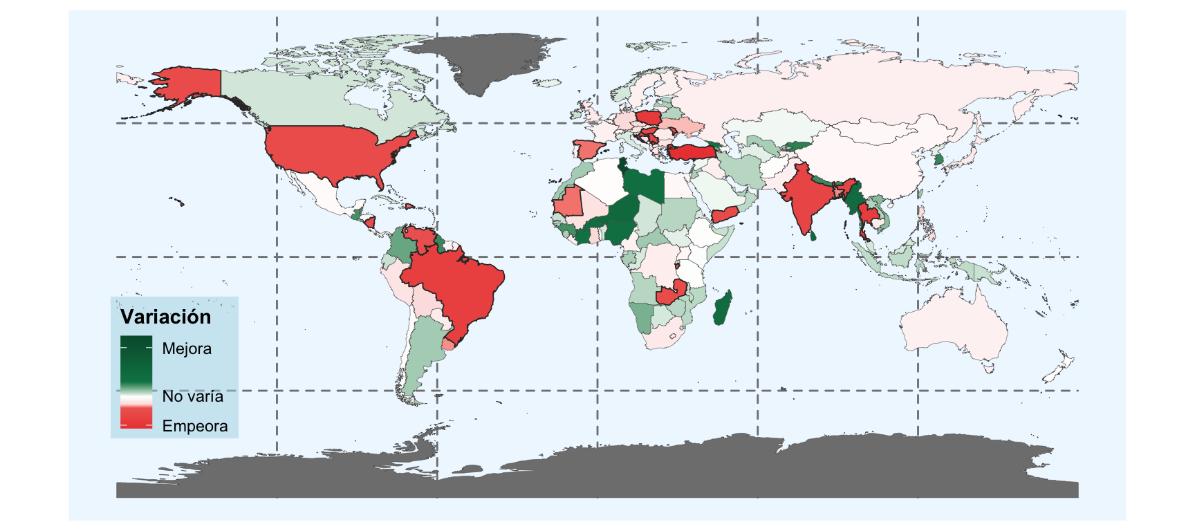 Variación de la democracia en el mundo (2010-2017)